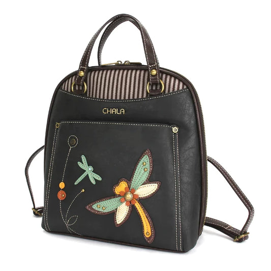 Our beautiful Chala Dragonfly Backpack is the most unique purse you'll ever own. So versatile and can be worn many different ways. The handbag for dragonfly lovers and lovers of nature.