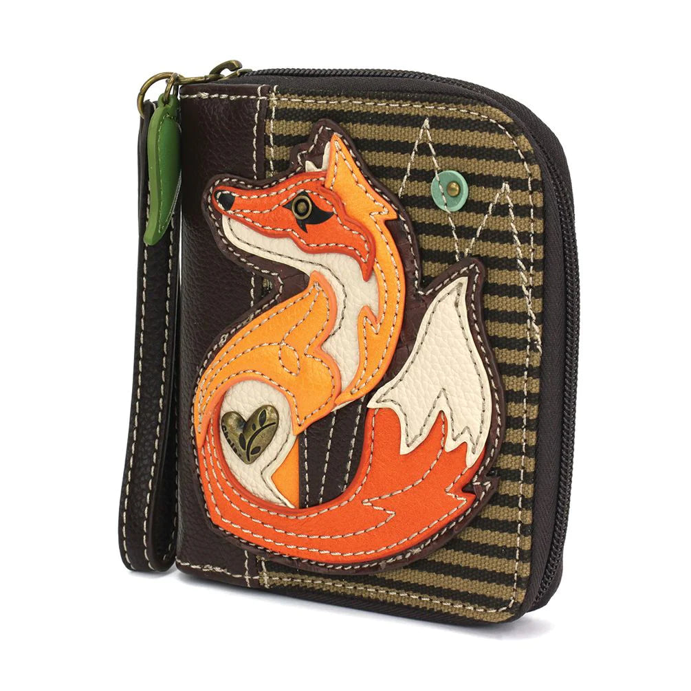 Chala Fox Wallet is the perfect gift for fox lovers. This wallet with zipper and wristlet is a wonderful present for animal lovers.