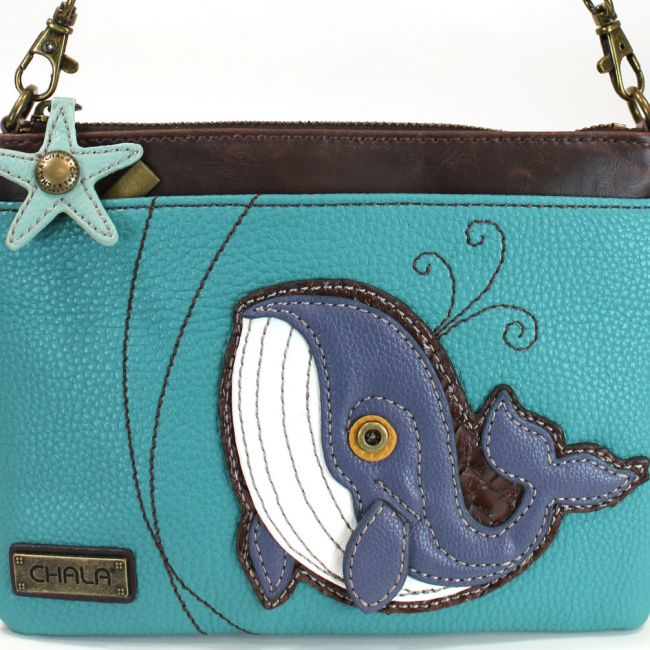 Chala Whale Mini Crossbody Purse - the cutest shoulder bag you will ever own. Perfect handbag for ocean, sea and whale lovers.