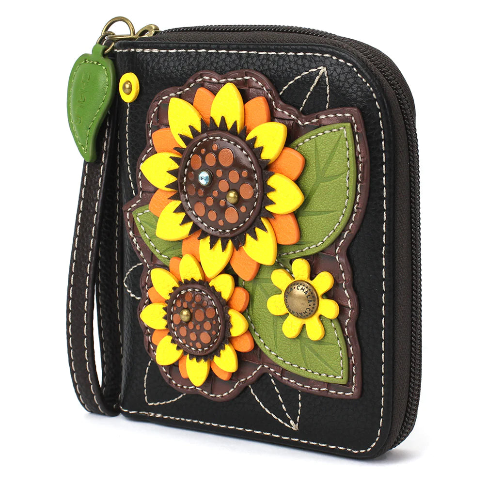 Chala Sunflowers Zip Around Wallet is perfect for nature and sunflower lovers.