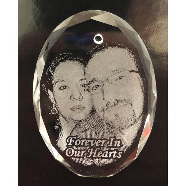 Crystal Remembrance Photo Christmas Ornament the perfect memorial for your loved one. A beautiful sympathy photo gift | Enchanted Memories, Custom Engraving