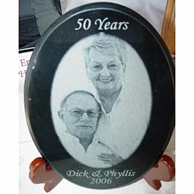 Marble Anniversary Oval Photo Plaque - Enchanted Memories, Custom Engraving & Unique Gifts