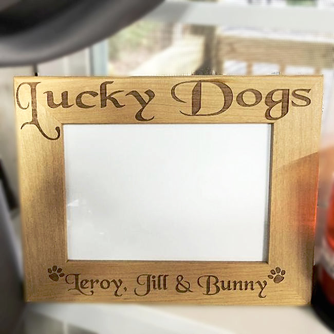 Engraved Wooden Dog Picture Frame