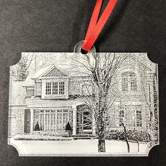 Personalized Acrylic Home Engraved Ornament – G + H Custom Workshop