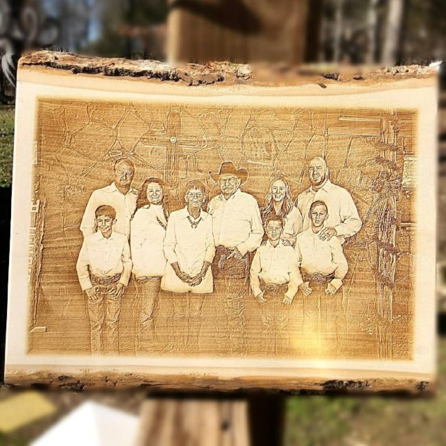 Custom Family Photo Plaque engraved in wood for housewarming or anniversary gift | Enchanted Memories