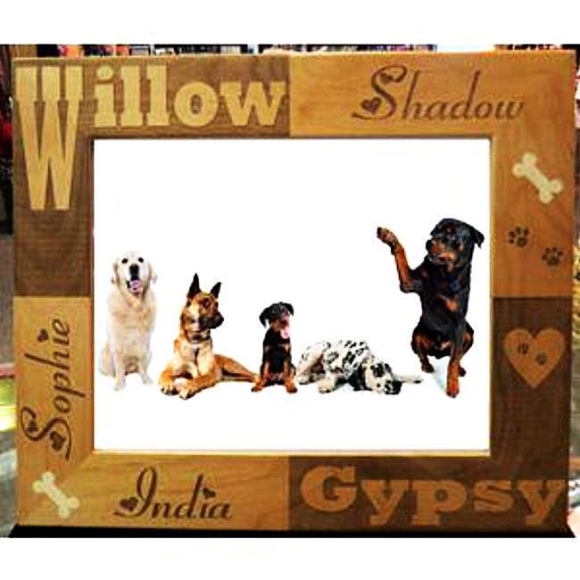 Engraved Wooden Dog Picture Frame