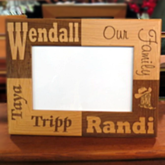 Engraved Wooden Picture Frame for Family Photograph Personalized for You with Family Name