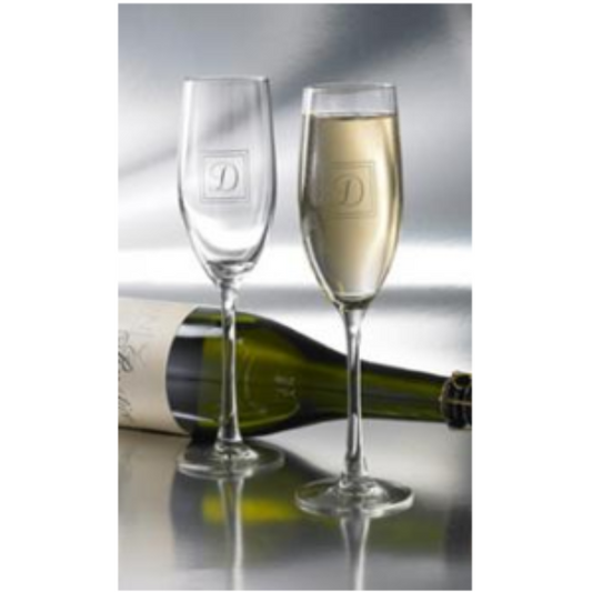 Etched Champagne Toasting Flutes Personalized for Wedding or Anniversary Celebration Party Engraved with your custom text