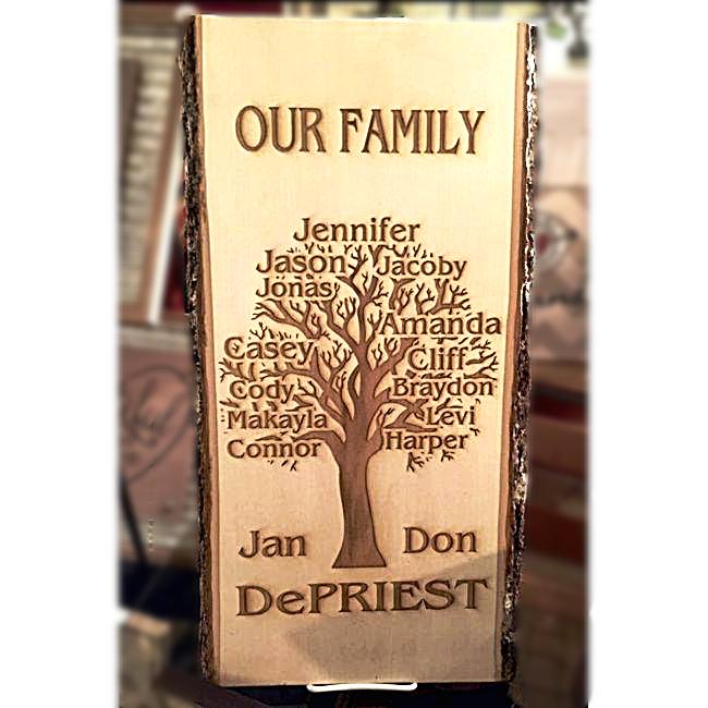 Engraved Family Tree Plaque Custom Made With Everyone In Your Family Personalized in Wood Family Heirloom | Enchanted Memories, Custom Engraving & Unique Gifts