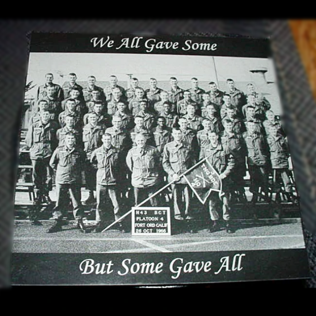 Etched Marble Photograph Plaque Custom Engraved for you Photo Remembrance Memorial Plaque Veteran or Active Duty