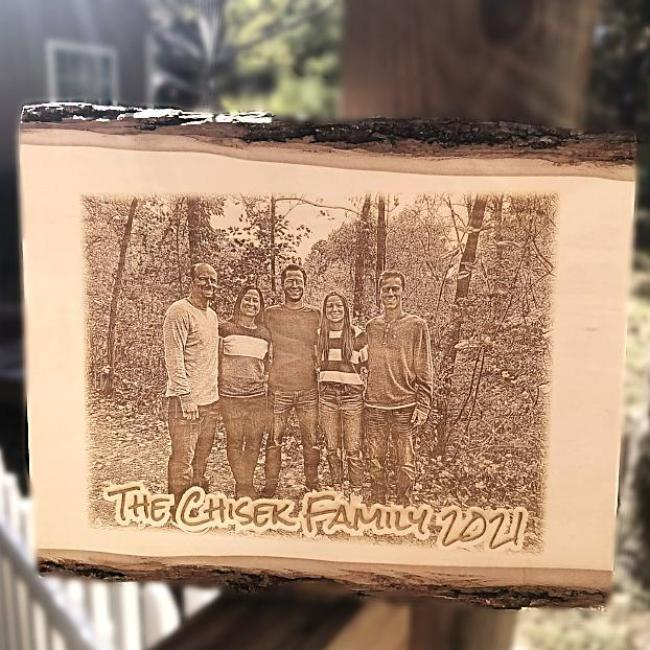 Custom Family Photo Plaque engraved in wood for housewarming or anniversary gift | Enchanted Memories
