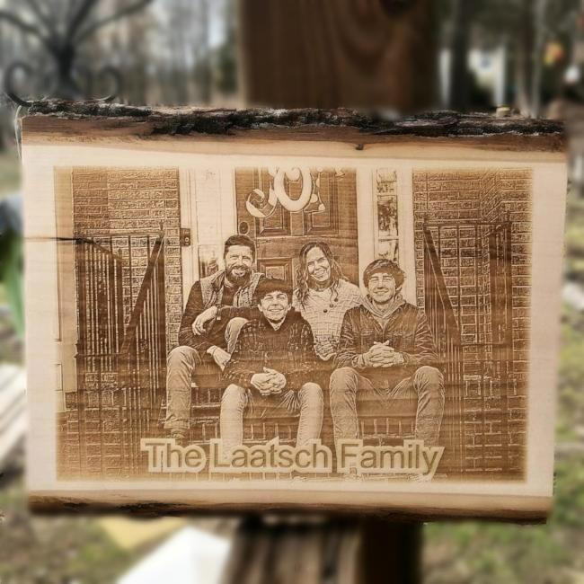 Custom Family Photo Plaque engraved in wood for housewarming or anniversary gift | Enchanted Memories