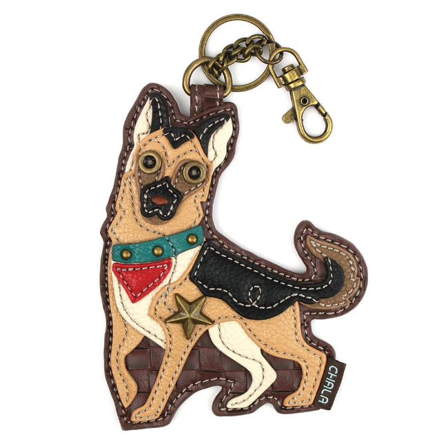 CHALA German Shepherd Key Fob, Coin Purse, Purse Charm - Enchanted Memories, Custom Engraving & Unique Gifts