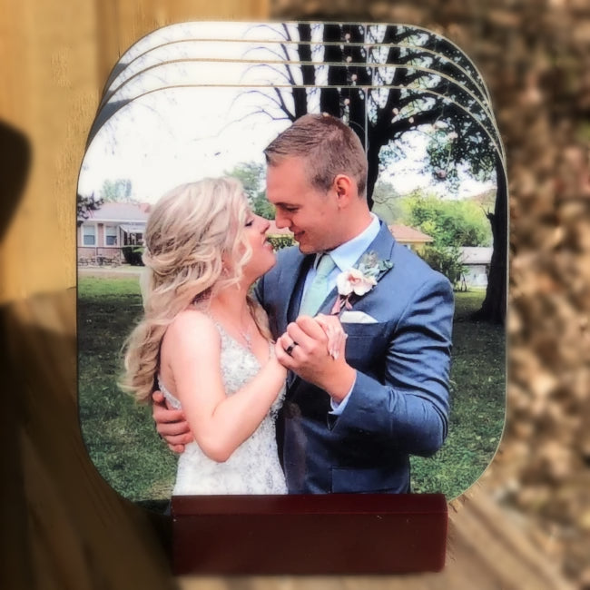 Personalized Wedding Photo Coaster Set