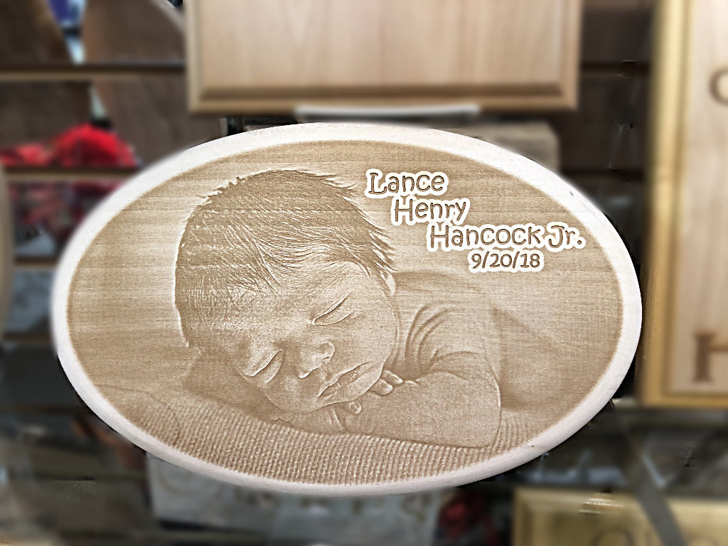 Engraved Wooden Oval Photo Plaques with your favorite picture! Custom Made for you by Enchanted Memories, Custom Engraving & Unique Gifts