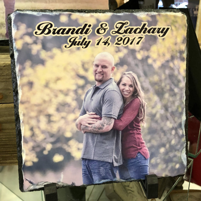 Wedding / Anniversary Slate Photo Plaques - Enchanted Memories, Custom Engraving & Unique Gifts