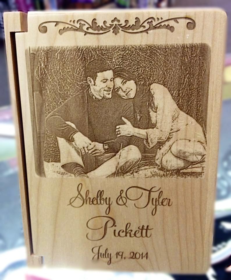 Engraved Wood Wedding Photo Album