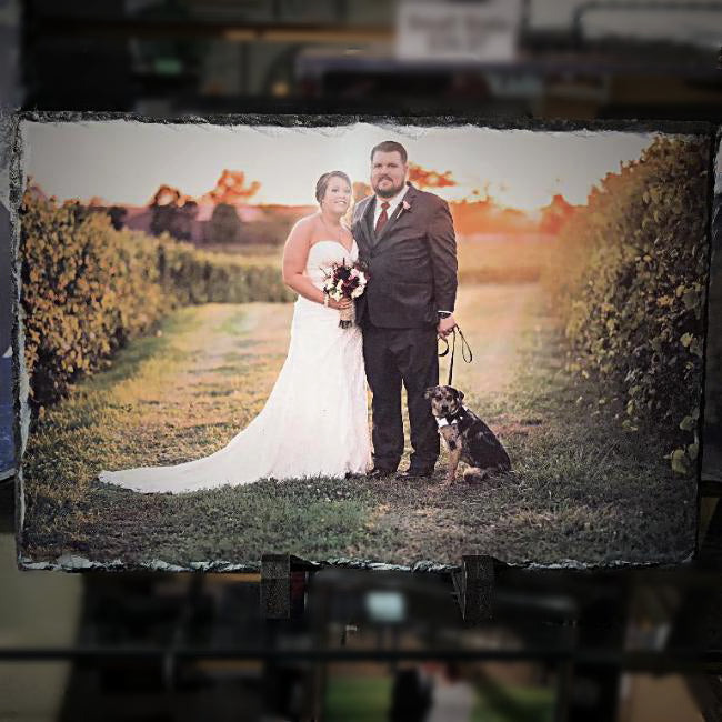 Wedding / Anniversary Slate Photo Plaques - Enchanted Memories, Custom Engraving & Unique Gifts