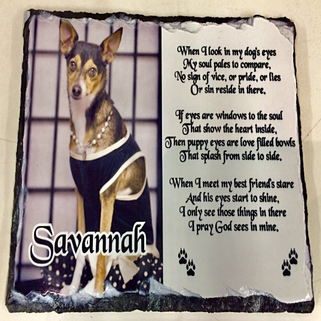 Pet Memorial Photo Slate Plaque in Loving Memory Animal Sympathy Gift - Enchanted Memories, Custom Engraving & Unique Gifts