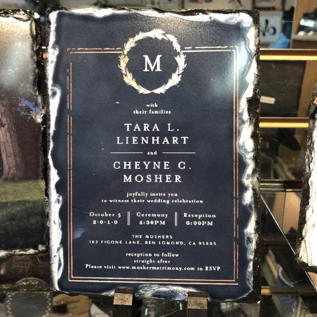 Wedding Invitation Slate Photo Plaques - Enchanted Memories, Custom Engraving & Unique Gifts