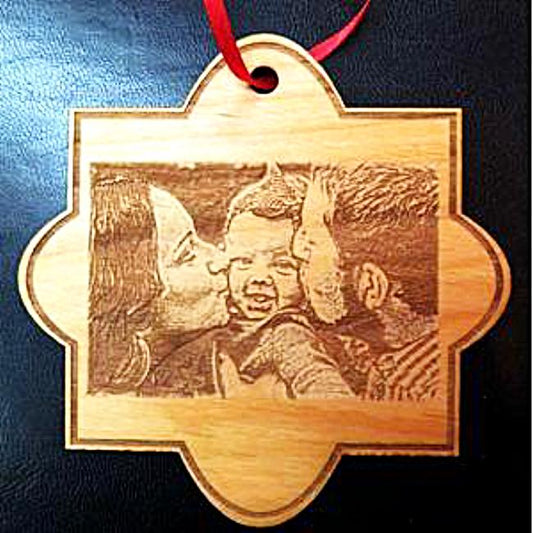 Laser Engraved Family Photo Christmas Ornament with Picture
