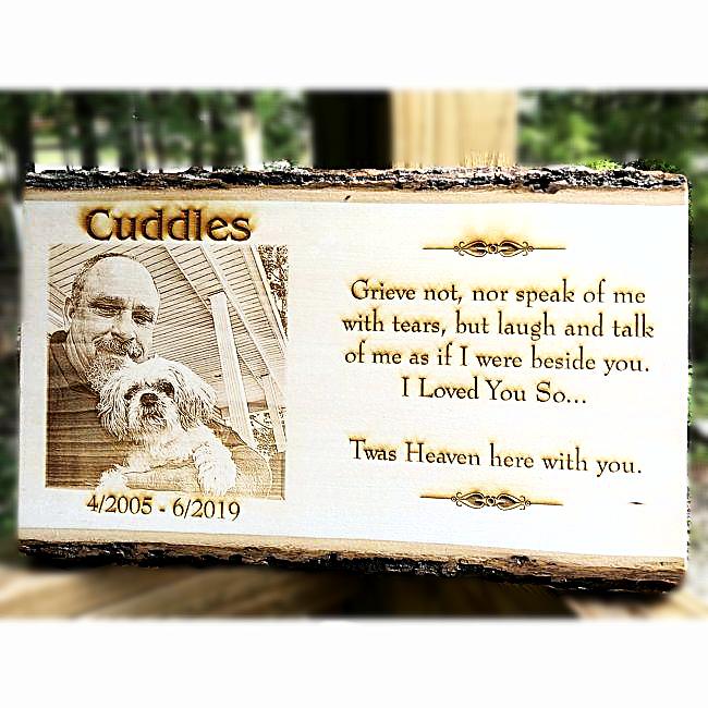 Wooden Engraved Pet Memorial Photo Plaque is personalized just for you with your special pet photo etched.