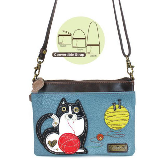 CHALA Mini Crossbody Black and White Tuxedo Cat - Enchanted Memories, Custom Engraving & Unique Gifts