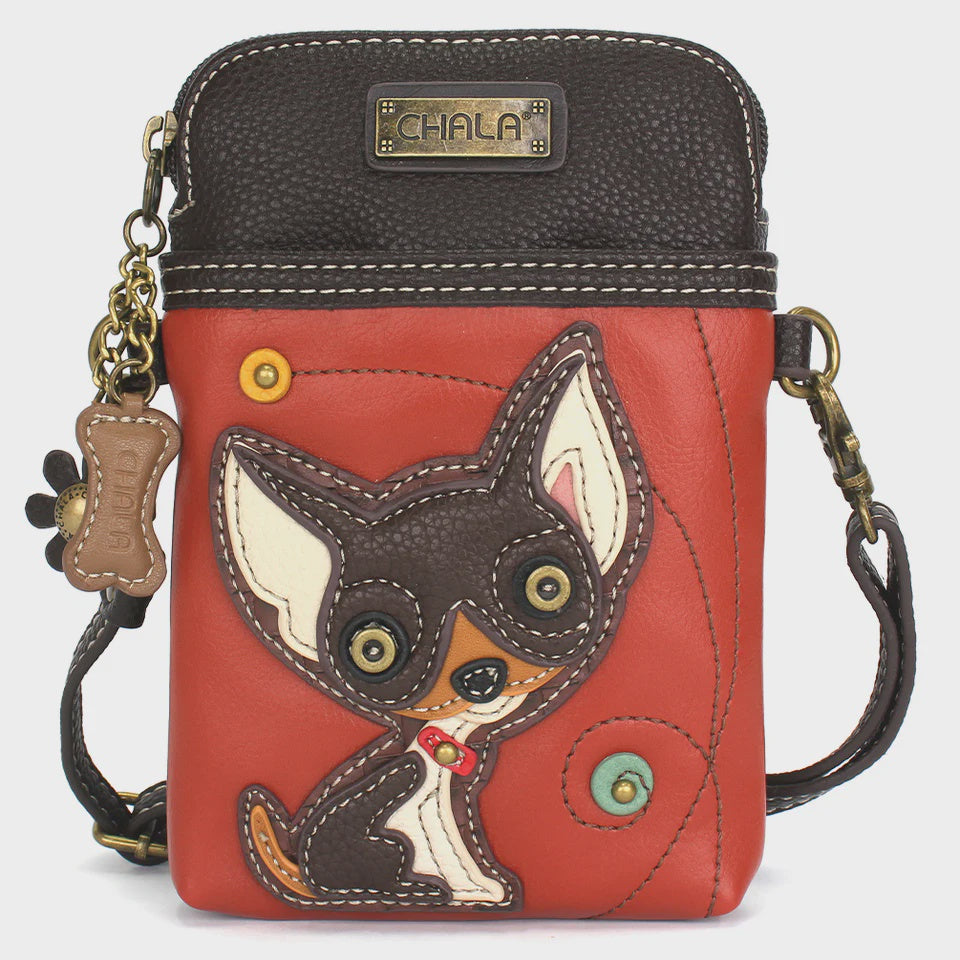 CHALA Crossbody Cell Phone Case - Chihuahua Dark Brown