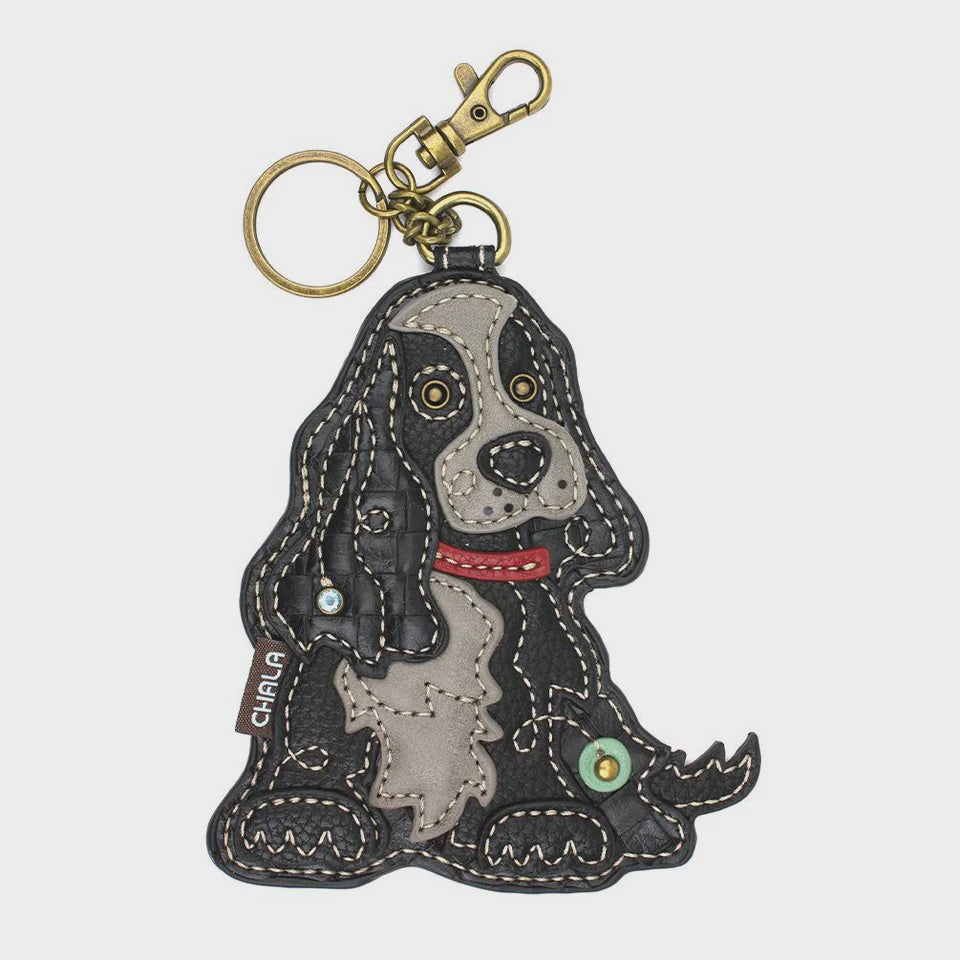 CHALA Cocker Spaniel Black Keyfob, Coin Purse, Purse Charm