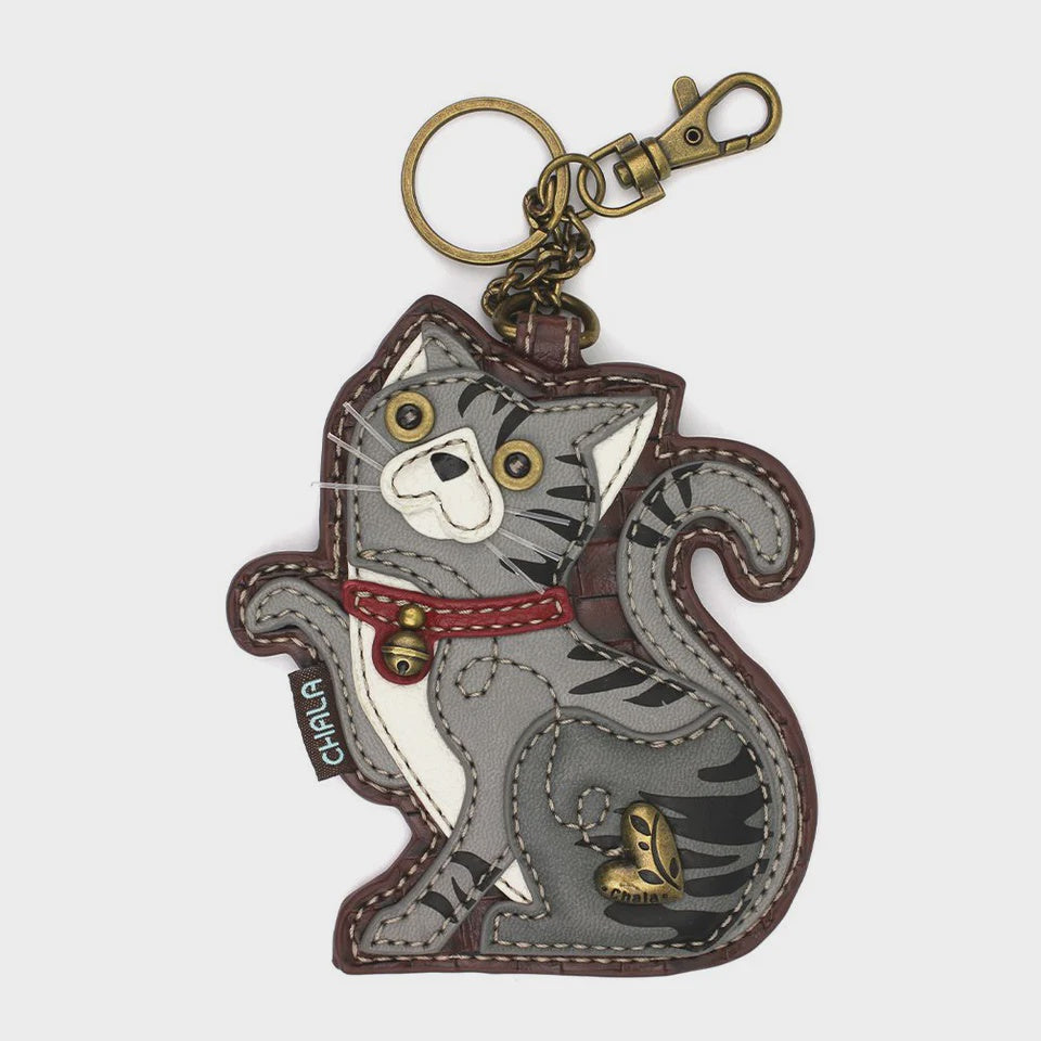 CHALA Cat Gray Tabby Key Fob, Coin Purse, Purse Charm