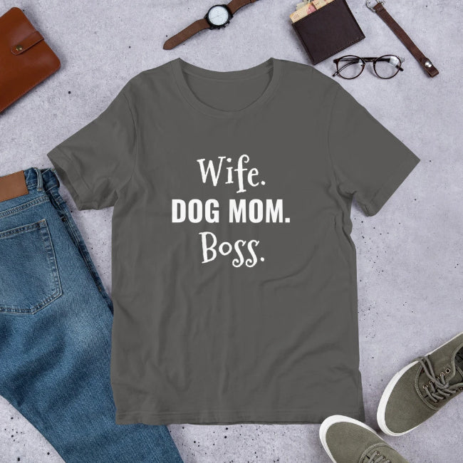 Wife Dog Mom Boss - Custom Short Sleeve Unisex T-Shirt - Enchanted Memories, Custom Engraving & Unique Gifts