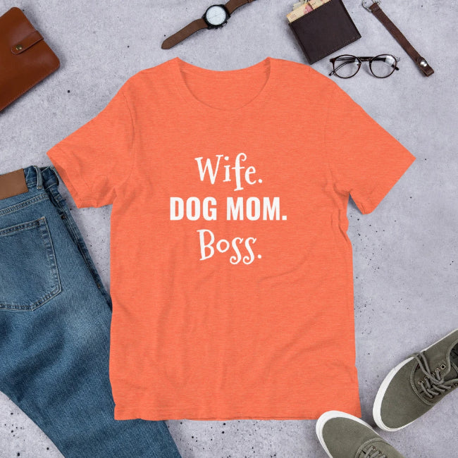 Wife Dog Mom Boss - Custom Short Sleeve Unisex T-Shirt - Enchanted Memories, Custom Engraving & Unique Gifts