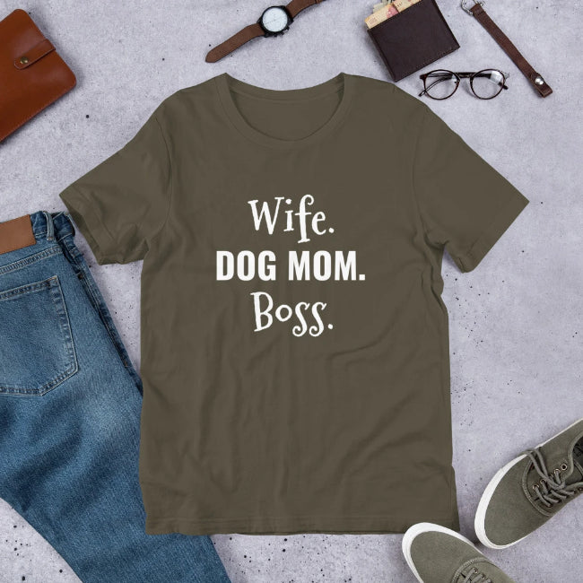 Wife Dog Mom Boss - Custom Short Sleeve Unisex T-Shirt - Enchanted Memories, Custom Engraving & Unique Gifts