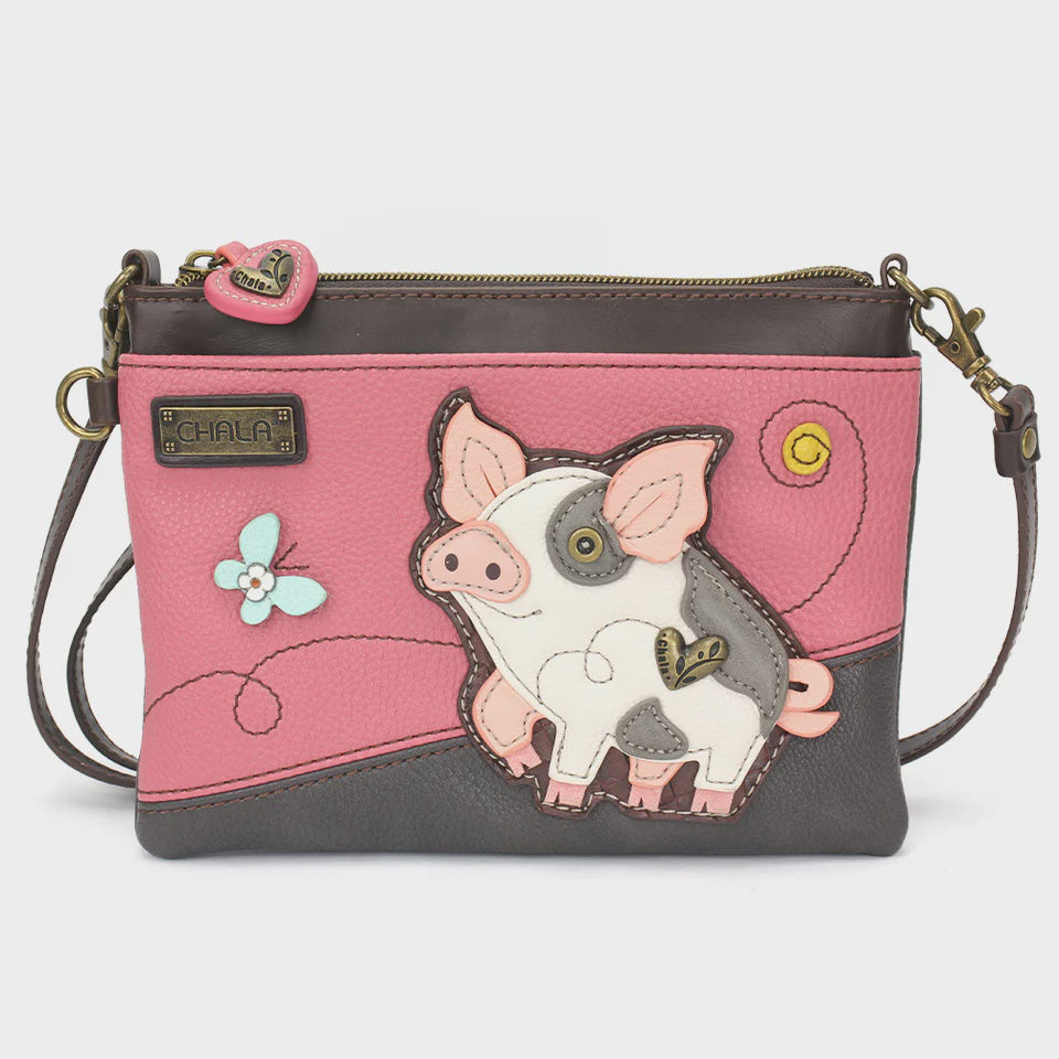 Chala Mini Crossbody Pig - White with Grey