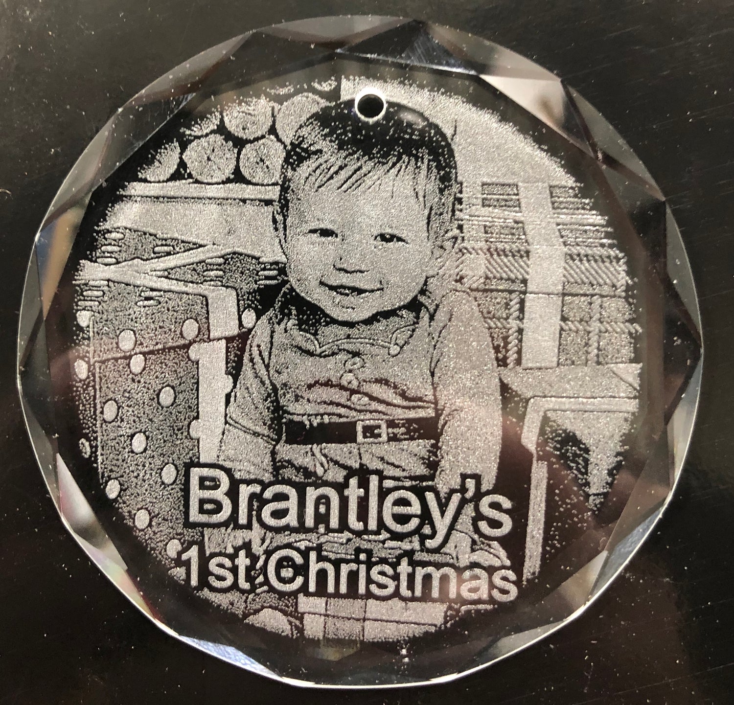 Custom Photo Engraved Crystal Christmas Ornament