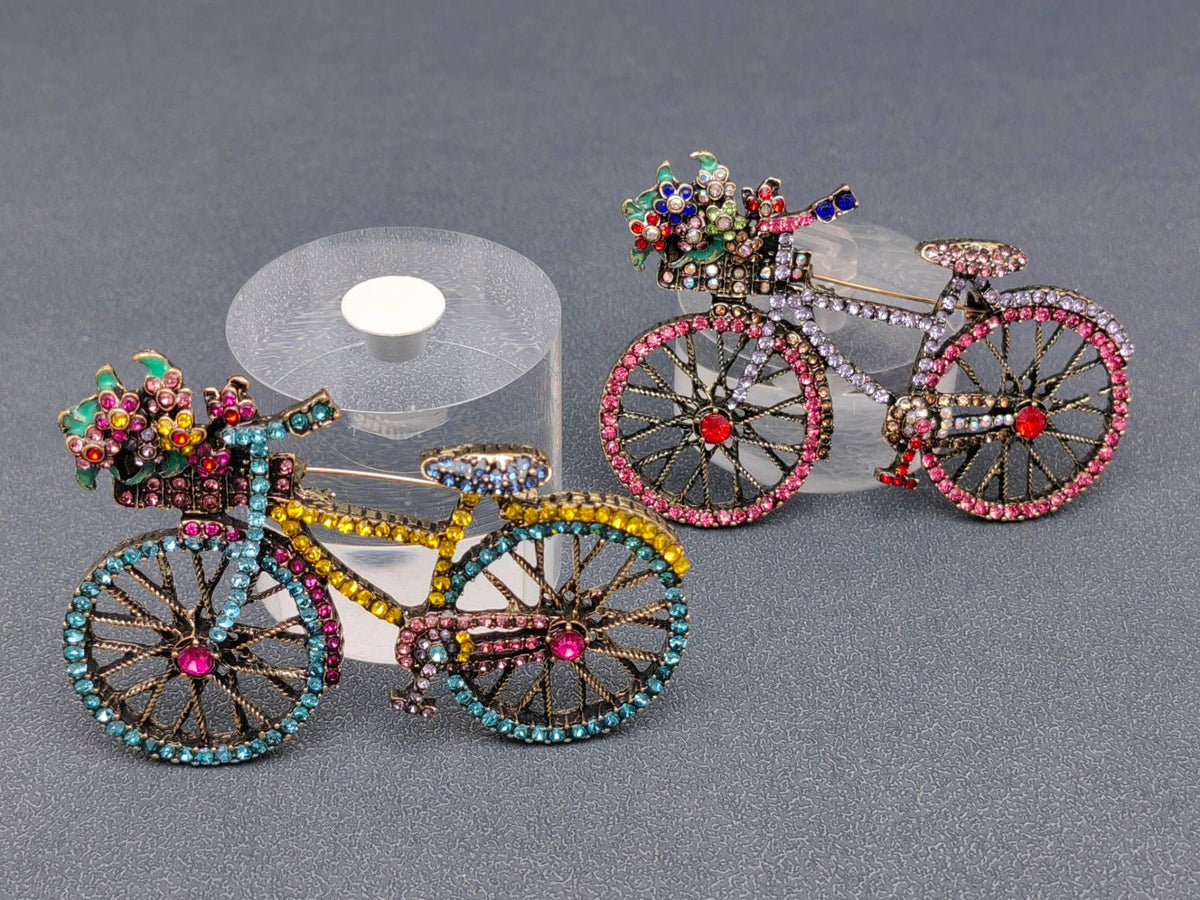 Creative Colorful Rhinestone Bicycle Brooch