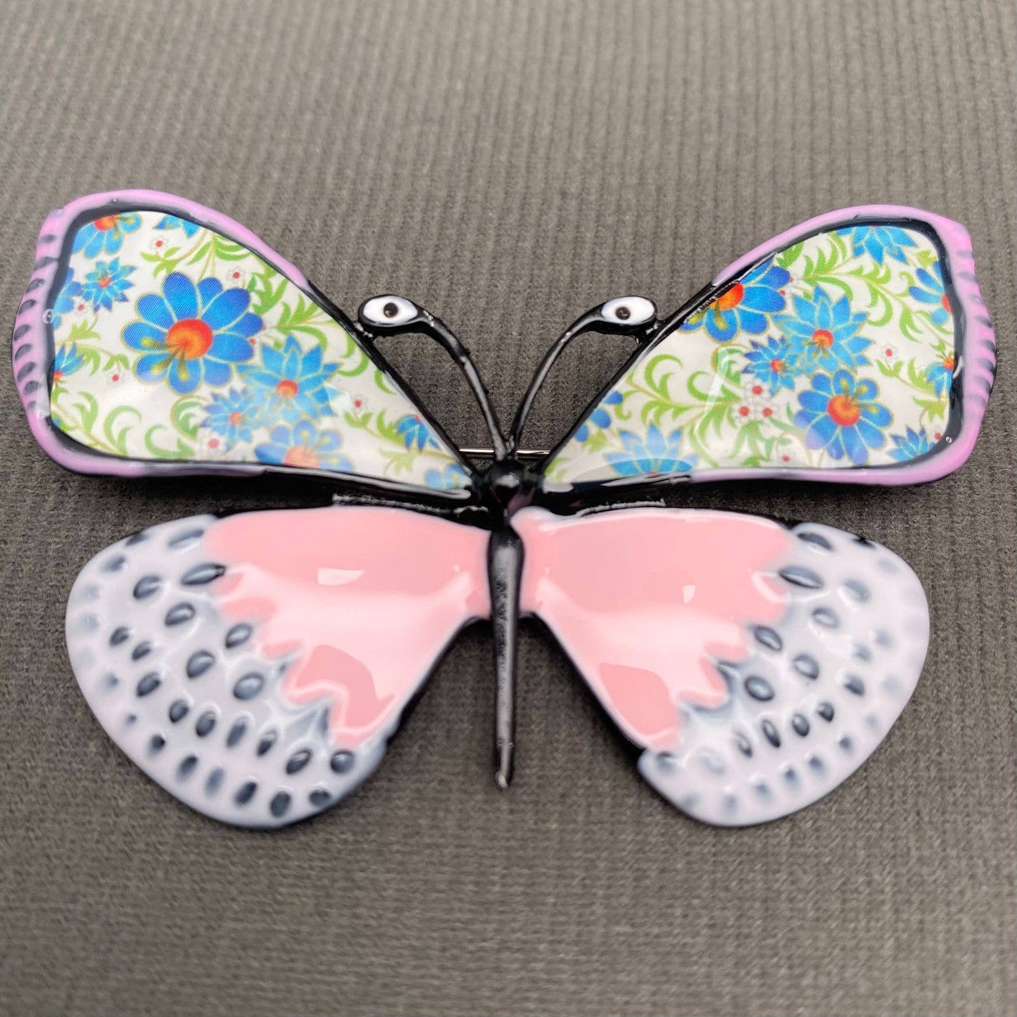 Colored Enamel Butterfly Brooch