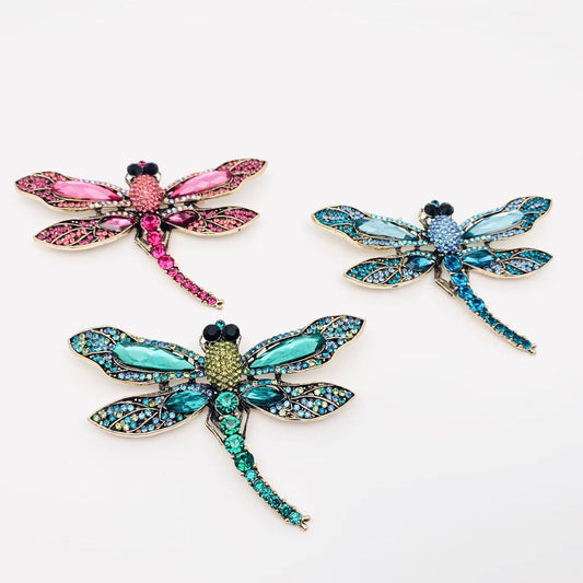 Rhinestone Glass Drill Dragonfly Brooch, Clothes Pin
