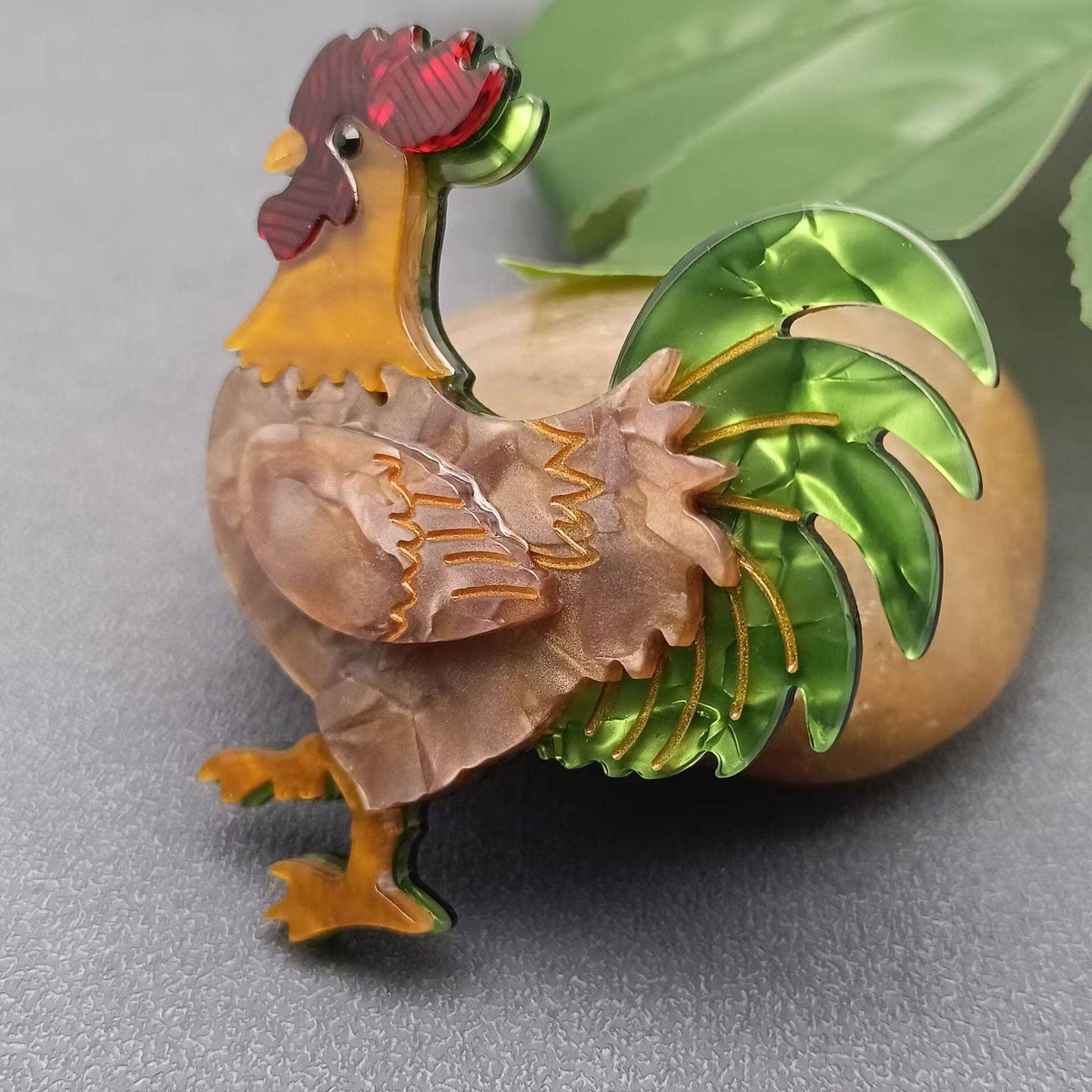 Cock Acrylic Brooch