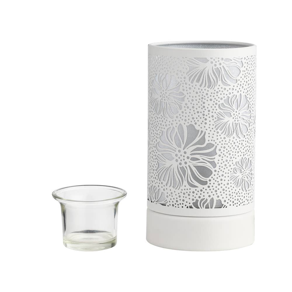 7" Touch lamp/Oil burner/Wax warmer-White Flower