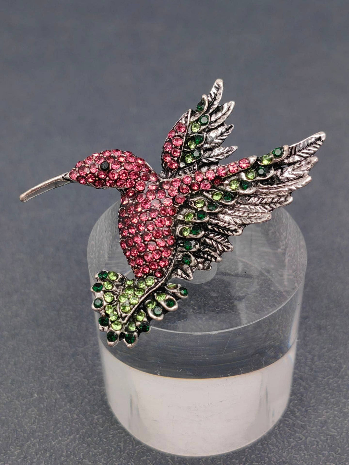 Multi-color Rhinestone Hummingbird Brooch