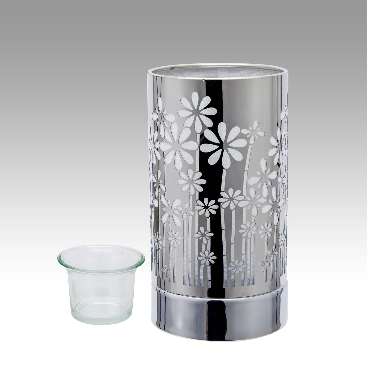 7" Touch Lamp - Wax Warmer- Oil Burner - Silver Garden