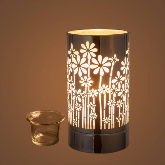 7" Touch Lamp - Wax Warmer- Oil Burner - Silver Garden