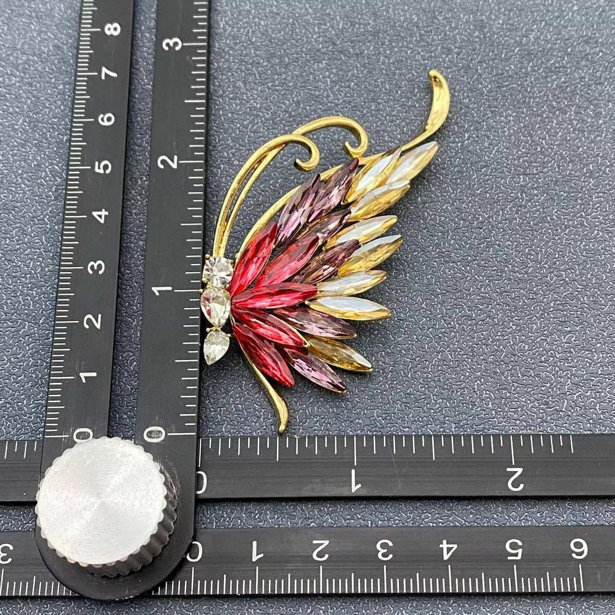 Sparkling Colored Rhinestone Butterfly Brooch