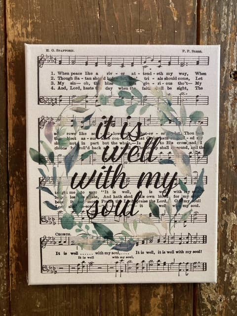 It Is Well With My Soul Hymn Floral Canvas Art Print, church