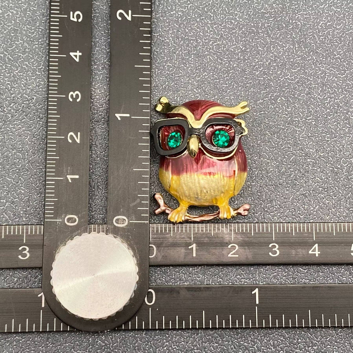 Owl with Glasses Enamel Brooch