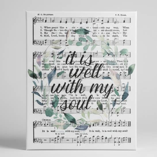 It Is Well With My Soul Hymn Floral Canvas Art Print, church
