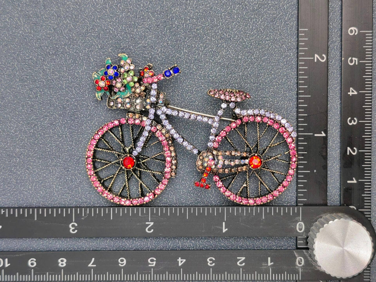 Creative Colorful Rhinestone Bicycle Brooch