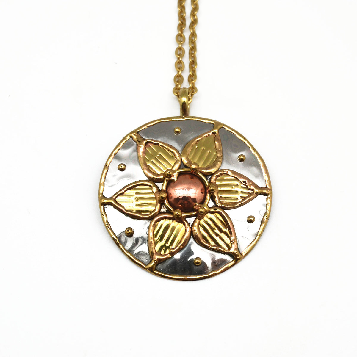 Handmade Mixed Metal circle Necklace