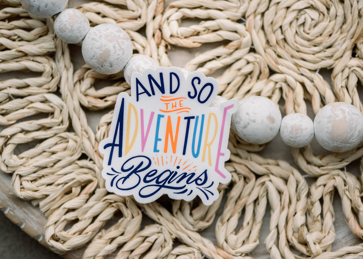 Adventure Awaits Colorful Vinyl Sticker, 3x3 in